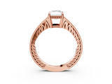 Rose gold Radiant Solitaire Pavé Diamond Milgrain Engagement Ring with Four-Prong Setting_9