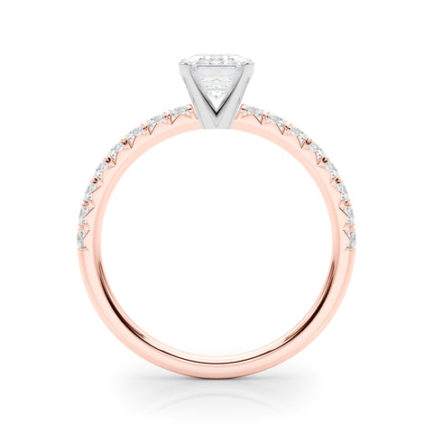 Rose gold Radiant Solitaire Pave Diamond Engagement Ring with Four-Prong Setting 1