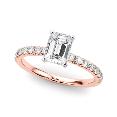 Rose gold Radiant Solitaire Pave Diamond Engagement Ring with Four-Prong Setting 2