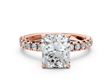 Rose gold Radiant Solitaire Pave Diamond Engagement Ring with Four-Prong Setting_272