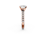 Rose gold Radiant Solitaire Pave Diamond Engagement Ring with Four-Prong Setting_274