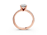 Rose gold Radiant Solitaire Pave Diamond Engagement Ring with Four-Prong Setting_275