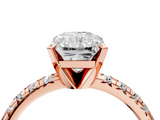 Rose gold Radiant Solitaire Pave Diamond Engagement Ring with Four-Prong Setting_276