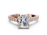 Rose gold Radiant Solitaire Pave Diamond Engagement Ring with Prong Setting_33