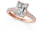 Rose gold Radiant Solitaire Pave Diamond Engagement Ring with Prong Setting_34