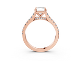 Rose gold Radiant Solitaire Pave Diamond Engagement Ring with Prong Setting_36