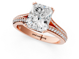 Rose gold Radiant Solitaire Pave Split Shank Engagement Ring with Six-Prong Setting_42