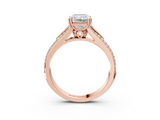Rose gold Radiant Solitaire Pave Split Shank Engagement Ring with Six-Prong Setting_44