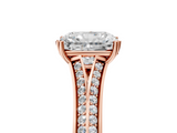 Rose gold Radiant Solitaire Pave Split Shank Engagement Ring with Six-Prong Setting_46