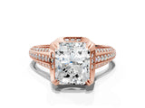 Rose gold Radiant Solitaire Pave Split Shank Ring with Four-Prong Setting_87