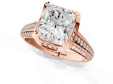 Rose gold Radiant Solitaire Pave Split Shank Ring with Four-Prong Setting_88