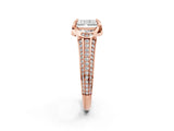 Rose gold Radiant Solitaire Pave Split Shank Ring with Four-Prong Setting_89