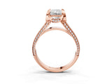Rose gold Radiant Solitaire Pave Split Shank Ring with Four-Prong Setting_90