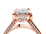Rose gold Radiant Solitaire Pave Split Shank Ring with Four-Prong Setting_91