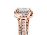 Rose gold Radiant Solitaire Pave Split Shank Ring with Four-Prong Setting_92