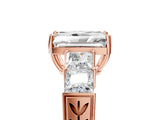 Rose gold Radiant Solitaire Princess Side Stone Engraved Band Prong Setting Ring_8