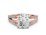 Rose gold Radiant Solitaire Split Shank Pavé Diamond Engagement Ring_291