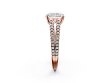 Rose gold Radiant Solitaire Split Shank Pavé Diamond Engagement Ring_293