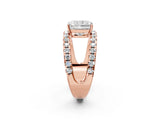 Rose gold Radiant Solitaire Split Shank Pave Diamond Ring_51