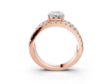 Rose gold Radiant Solitaire Split Shank Pave Diamond Ring_52