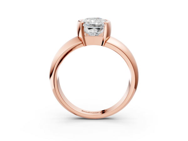 Rose gold Radiant Solitaire Tension Set Diamond Ring with Wide Band
