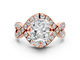 Rose gold Radiant Solitaire Twist Band Pavé Diamond Engagement Ring_32
