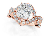 Rose gold Radiant Solitaire Twist Band Pavé Diamond Engagement Ring_33