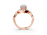 Rose gold Radiant Solitaire Twist Band Pavé Diamond Engagement Ring_35