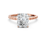 Rose gold Radiant Solitaire Twist Band Ring with Four-Prong Setting_88