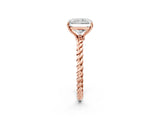 Rose gold Radiant Solitaire Twist Band Ring with Four-Prong Setting_90