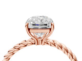 Rose gold Radiant Solitaire Twist Band Ring with Four-Prong Setting_92
