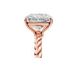 Rose gold Radiant Solitaire Twist Band Ring with Four-Prong Setting_93
