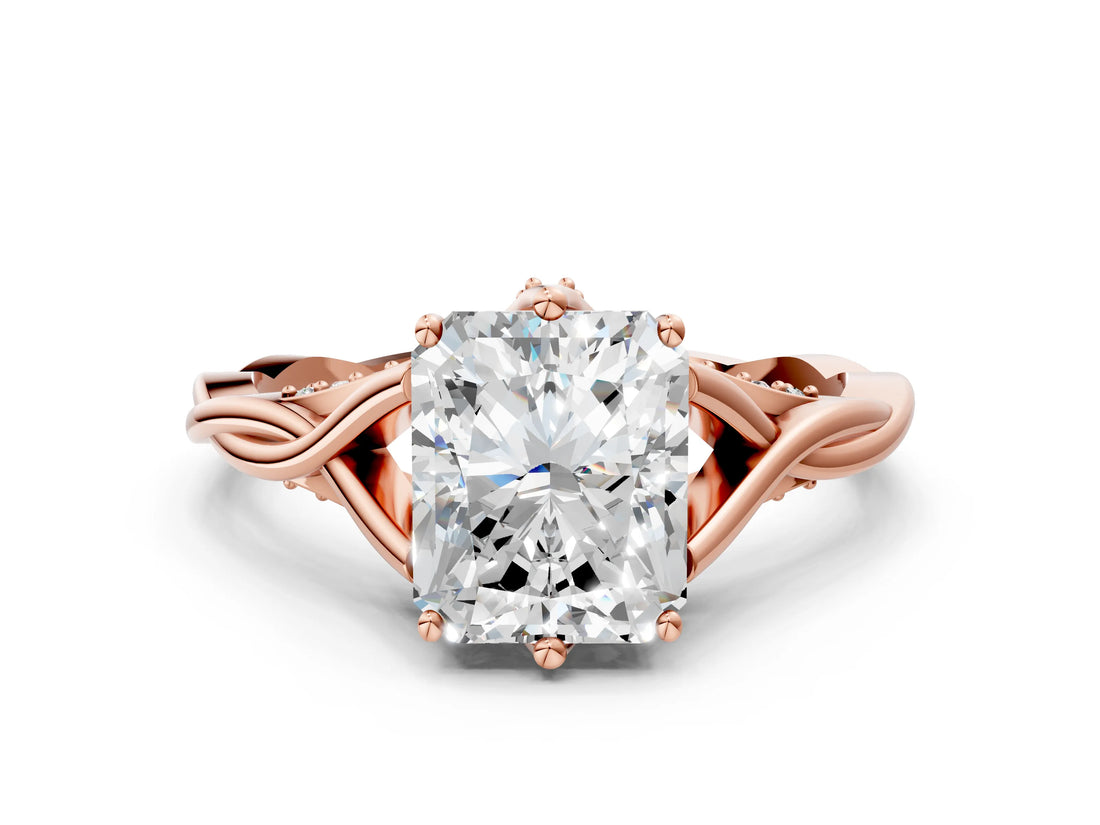 Rose gold Radiant Solitaire Twist Band Six-Prong Setting 1