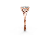 Rose gold Radiant Solitaire Twist Band Six-Prong Setting 3