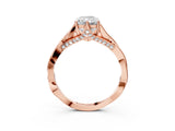 Rose gold Radiant Solitaire Twist Band Six-Prong Setting 4