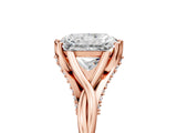 Rose gold Radiant Solitaire Twist Band Six-Prong Setting
