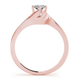 Rose gold Radiant Solitaire Twist Band with Channel-Set Diamonds and Four-Prong Setting 1
