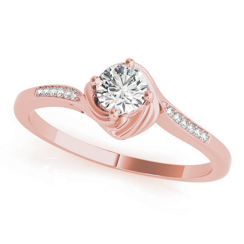 Rose gold Radiant Solitaire Twist Band with Channel-Set Diamonds and Four-Prong Setting