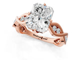 Rose gold Radiant Solitaire Twist Band with Leaf Prong Setting 2