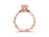 Rose gold Radiant Solitaire Twist Band with Leaf Prong Setting 4
