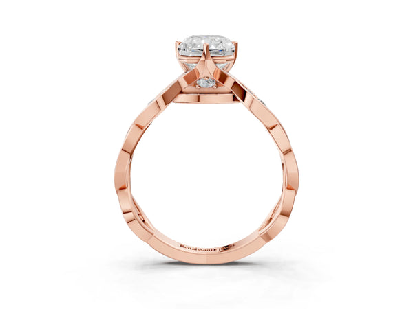 Rose Gold Radiant Cut Twisted Engagement Ring Setting with Accented Crossover Band