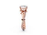 Rose gold Radiant Solitaire Twist Band with Pavé Accents and Four-Prong Setting_21