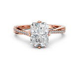 Rose gold Radiant Solitaire Twist Band with Pavé Diamonds and Four-Prong Setting_65