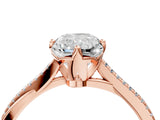 Rose gold Radiant Solitaire Twist Band with Pavé Diamonds and Four-Prong Setting_69