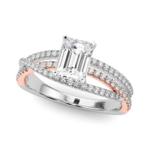 Rose gold Radiant Solitaire Twist Band with Pavé Setting and Four-Prong Setting 2