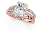Rose gold Radiant Solitaire Twist Band with Pavé Setting and Four-Prong Setting_113