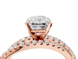 Rose gold Radiant Solitaire Twist Band with Pavé Setting and Four-Prong Setting_116