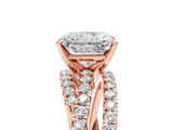 Rose gold Radiant Solitaire Twist Band with Pavé Setting and Four-Prong Setting_117