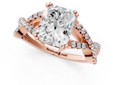 Rose gold Radiant Solitaire Twist Band with Pavé Setting and Four-Prong Setting_18