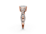 Rose gold Radiant Solitaire Twist Band with Pavé Setting and Four-Prong Setting_19